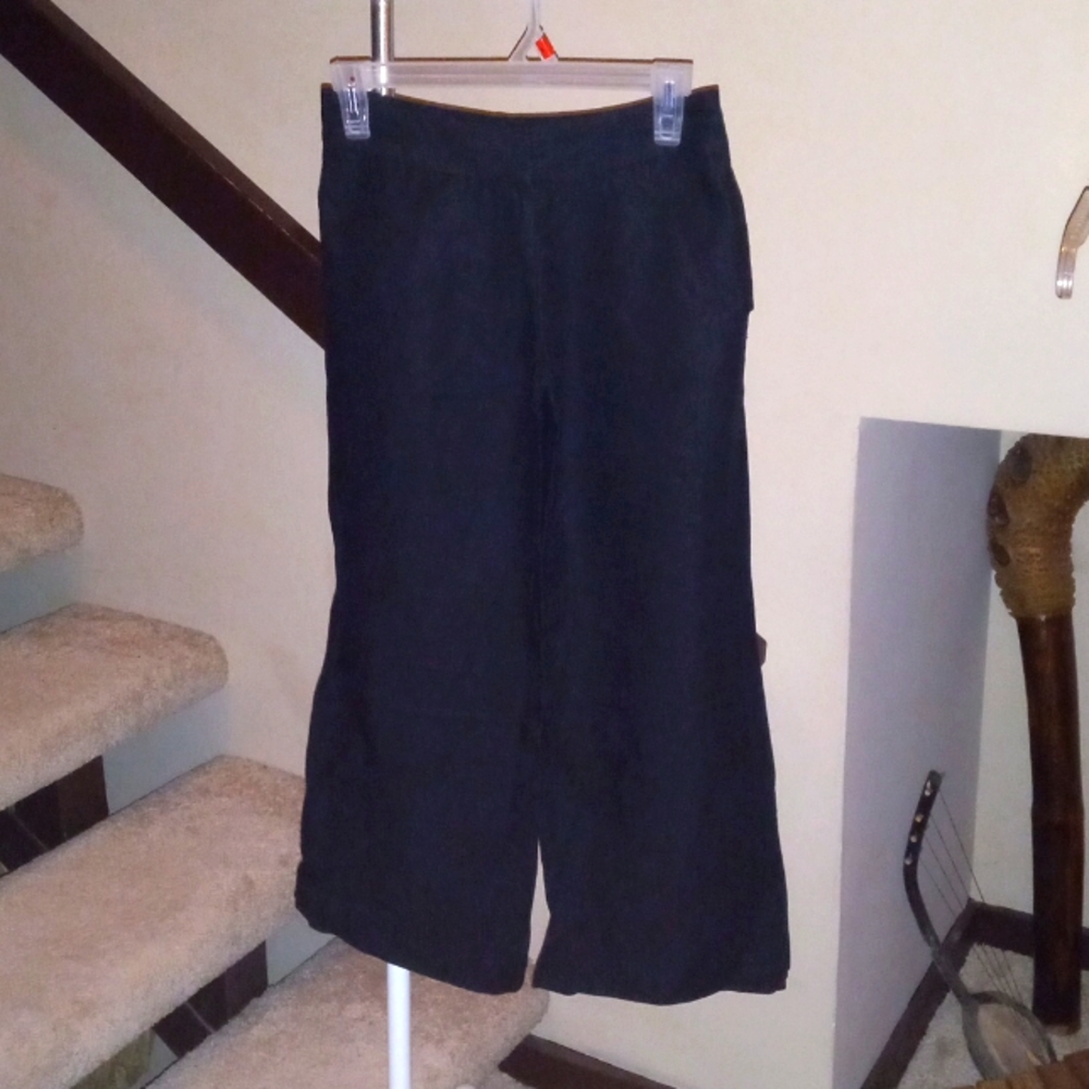 LOFT Black Linen Wide Leg Slacks